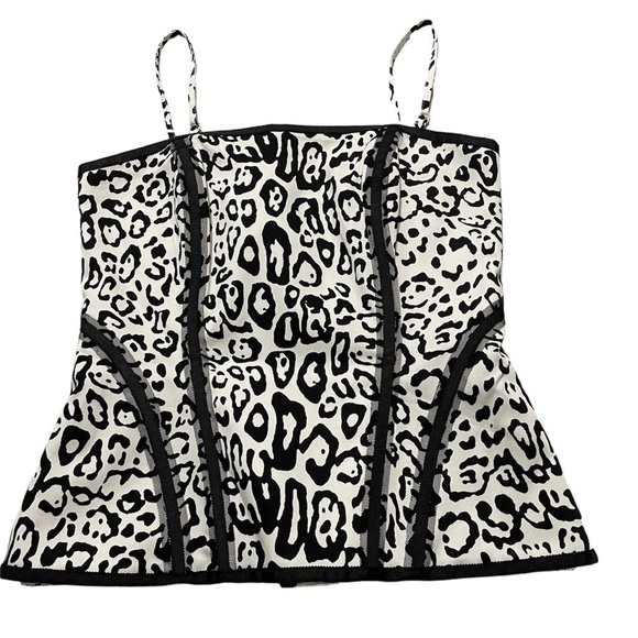 White House Black Market Tops - White/House corset top animal prints size 0